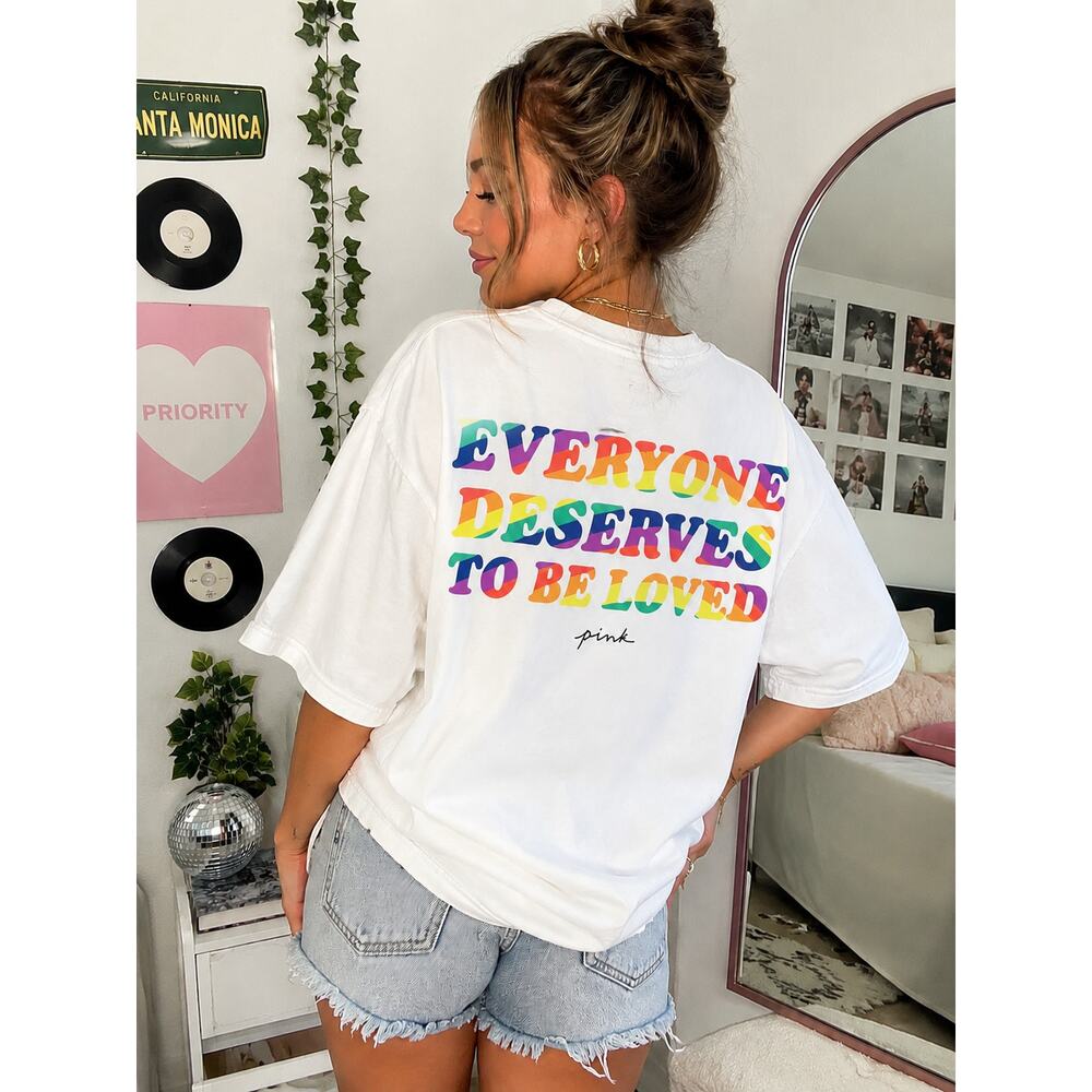 PINK Victoria’s Secret Oversized Pride Rainbow Tee XS